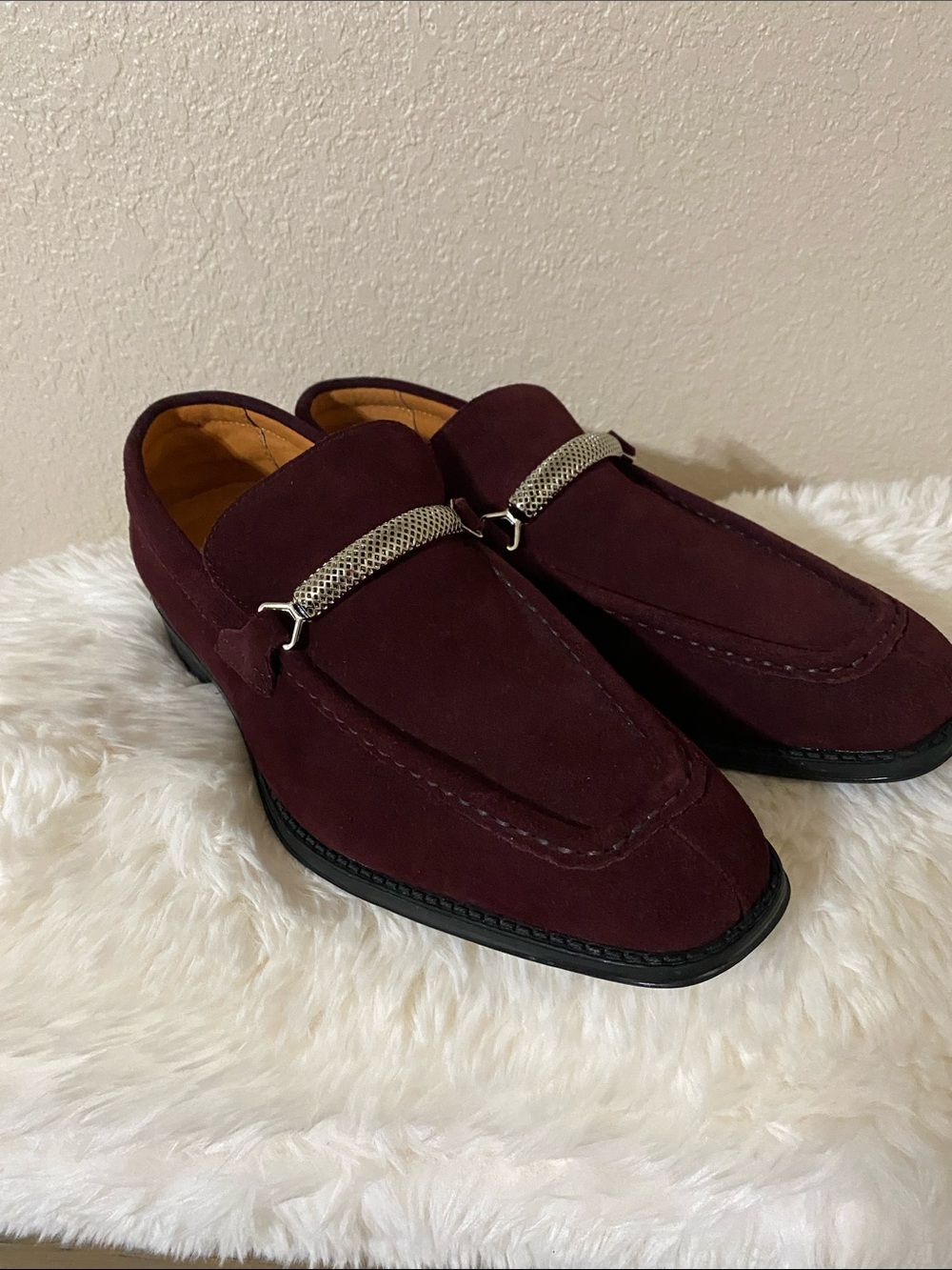 Men's Stacey Adam’s Burgundy Suede Bit Loafers size 7 New with no tags